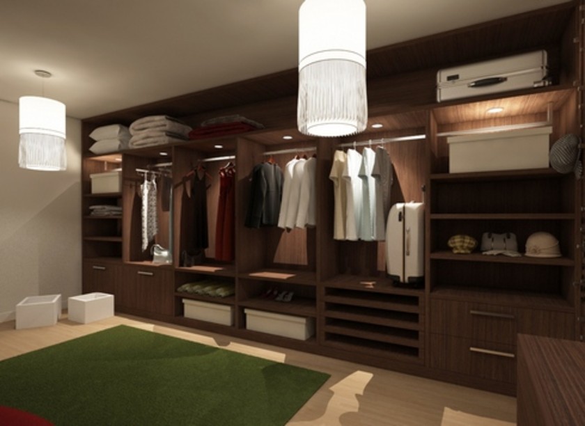 Классическая гардеробная комната из массива с подсветкой Ярославль